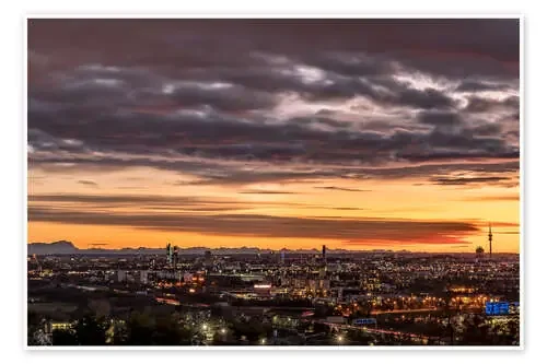 Sunset over Munich (Bavaria) de Achim Thomae