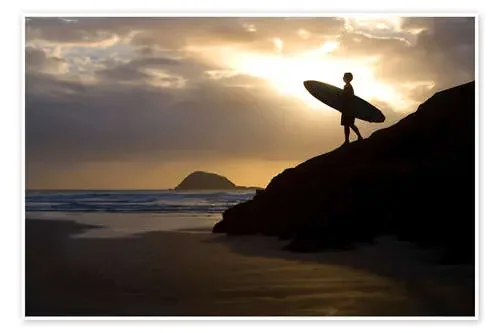 Surfista en la playa de Muriwai de Deddeda Design Pics