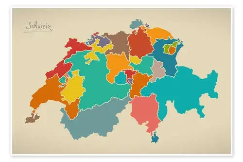 Switzerland Modern Map Artwork Design de Ingo Menhard