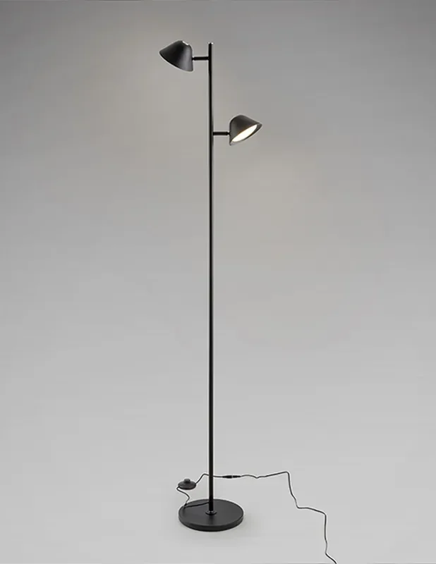 Taros, Lámpara de Pie 2 Luces Negro Schuller