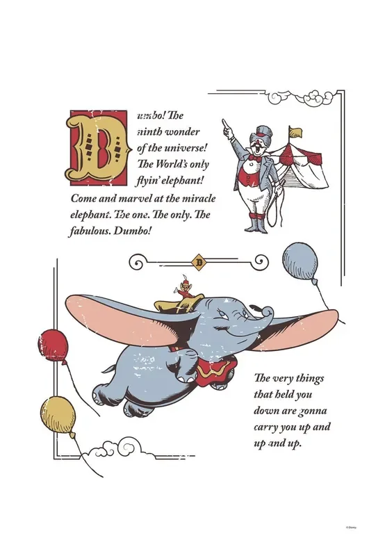 tela no tejida Dumbo el elefante volador blanco de Disney – 612811