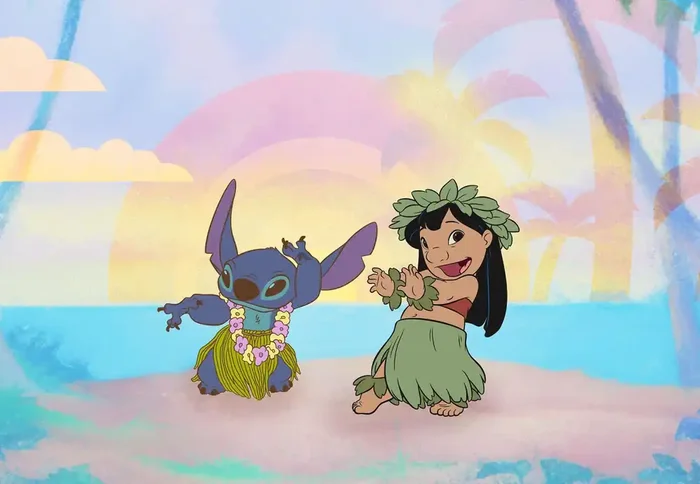 tela no tejida Lilo y Stitch rosa, azul y verde de Disney – 612812