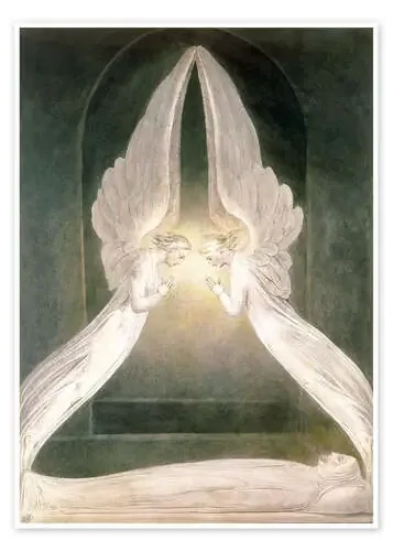 The Angels hovering over the Body of Christ in the Sepulchre de William Blake Master Collection