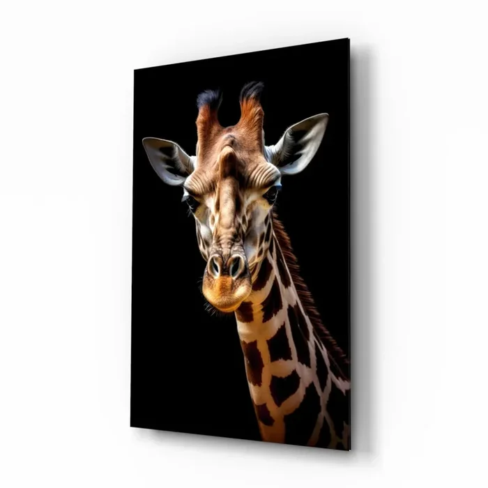 The Gentle Look of a Giraffe Glass Wall Art Designer Collection – 28.5 » X 18 «