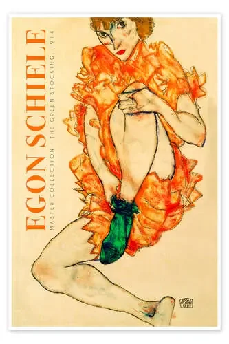 The Green Stocking, 1914 de Egon Schiele Exhibition Posters