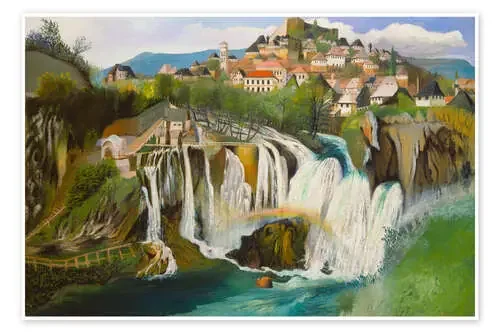 The Jajce Waterfall, 1903 de Tivador Csontvary Kosztka ARTOTHEK