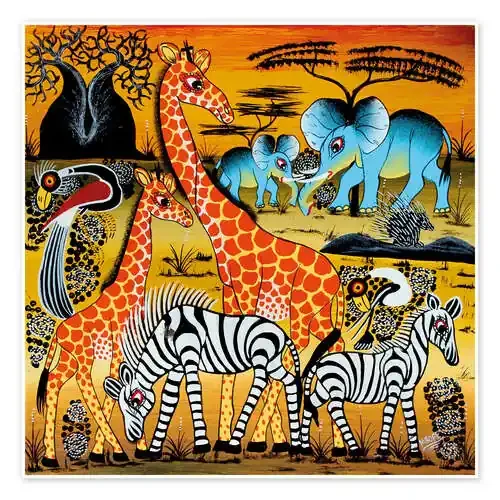 The meeting of the herds de Mrope Tanzania Art & Licensing