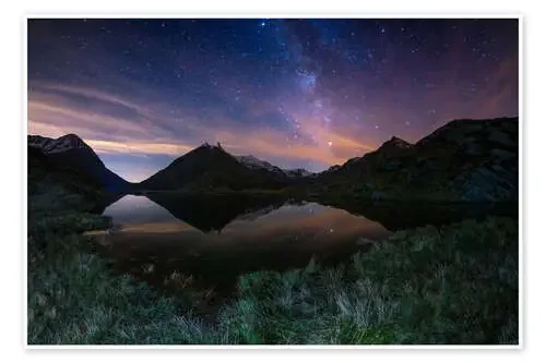 The Milky Way Galaxy reflected on alpine lake de Fabio Lamanna