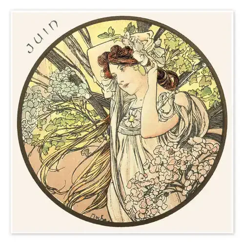 The Months – June (Juin) de Alfons Mucha Master Collection