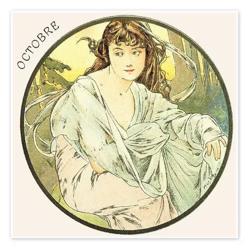 The Months – October (Octobre) de Alfons Mucha Master Collection