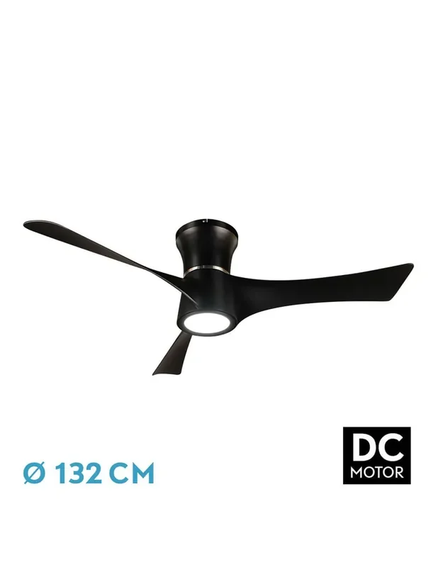 Tianas Ventilador de Techo Negro Aro Cromado