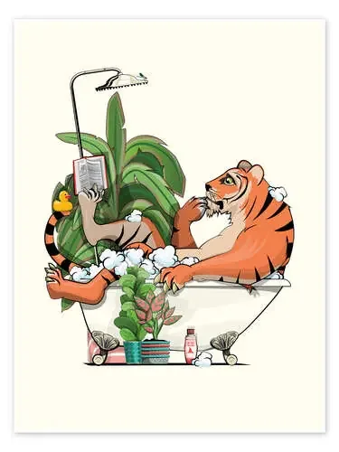 Tiger Reading in the Bathtub de Wyatt9