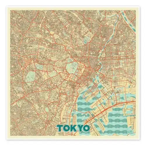 Tokyo Map Retro de Hubert Roguski