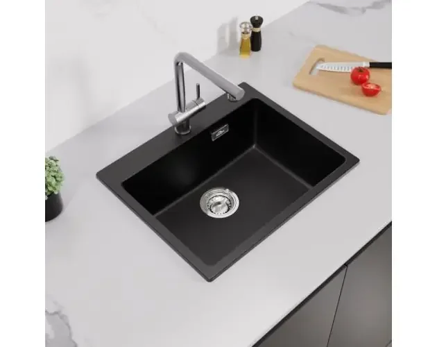 Top Qualità Fregadero de 1 lavabo, 55x45x20cm, fregadero bajo encimera de piedra de cua | Brico Depôt