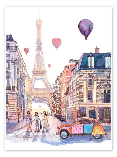 Torre Eiffel y Citroen 2CV en París de Anastasia Mamoshina