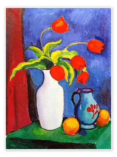 Tulipanes rojos en jarrón blanco de August Macke akg-images