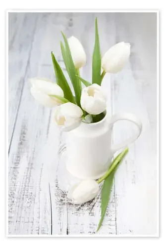 Tulipones blancos sobre la mesa de madera Editors Choice