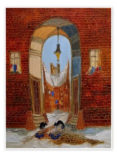 Tuscan Street with Cats de Justyna Kopania