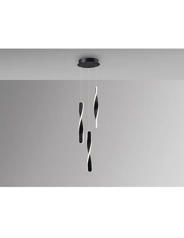 Twist Lámpara 3 Luces Schuller Negra