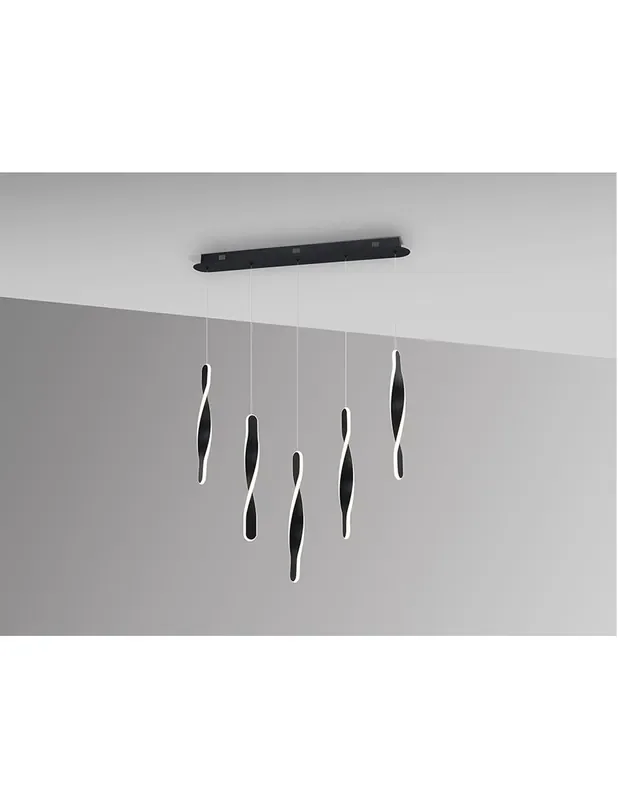 Twist Lámpara de Techo Negra 5 Luces Schuller