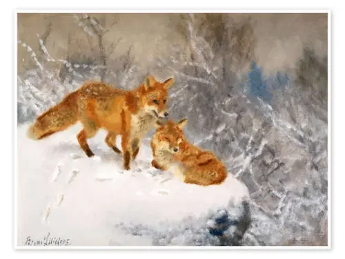 Two foxes in a winter landscape de Bruno Andreas Liljefors Master Collection
