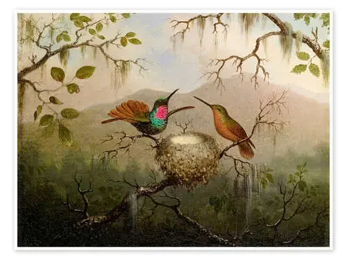 Two hummingbirds at their nest de Martin Johnson Heade Master Collection
