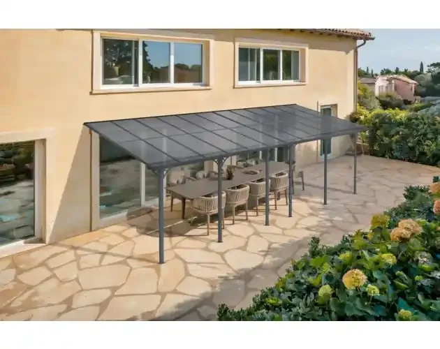 Ultima Occasione Pérgola de pared aluminio kleo gris 800 x 300cm-de techo policarbonato | Brico Depôt