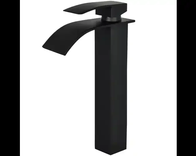 Ultima Occasione Valaz grifo de lavabo alto para pica monomando cascada negro mate | Brico Depôt