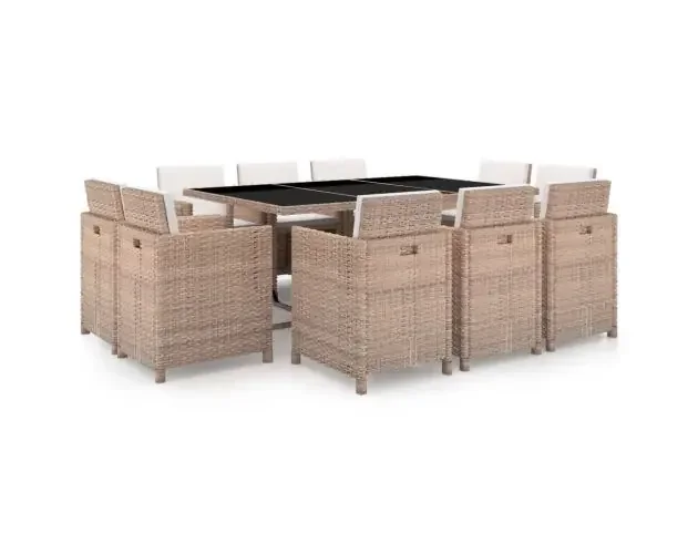Ultima Occasione vidaXL set comedor de jardín 11 piezas y cojines ratán sintético beige | Brico Depôt