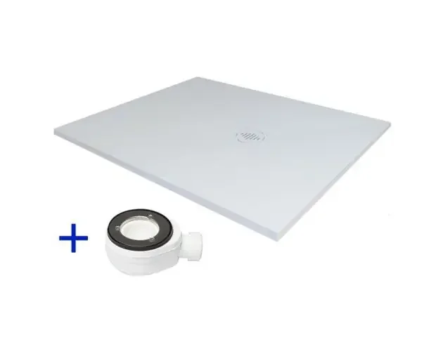 Ultime Pezzi Plato de ducha resina 100×150 blanco+vávula+rejilla natural pro (150×100) | Brico Depôt