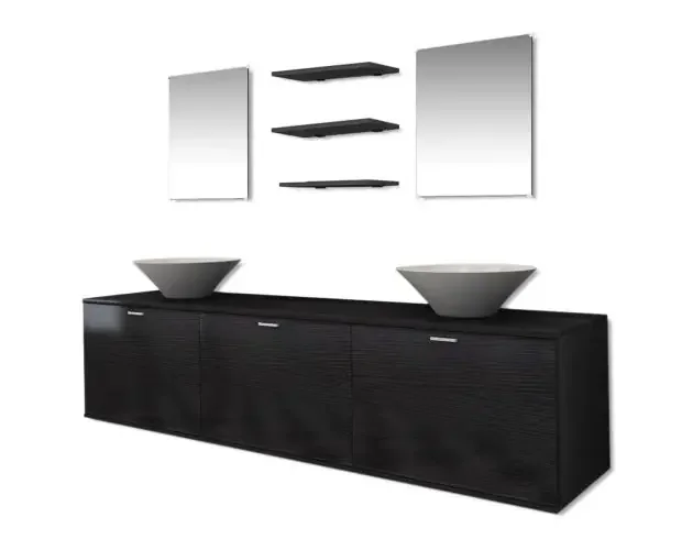 Ultime Pezzi vidaXL conjunto de muebles de baño y lavabo 8 piezas negro | Brico Depôt
