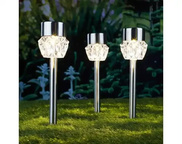 Ultimissimo Modello Hi focos LED solares con estacas para caminos LED 3 unidades cristal | Brico Depôt