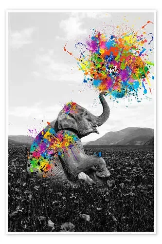 Un elefante jugando con colores de Gen Z