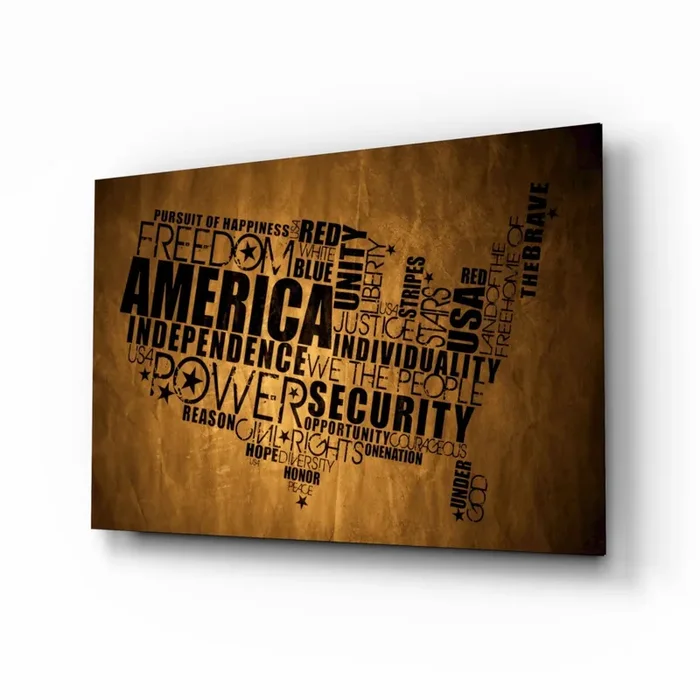 USA Map Glass Wall Art – 28.5 » x 18 «