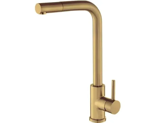 Valaz grifo de cocina extraíble redondo dorado cepillado | Brico Depôt Prezzo Di Fabbrica