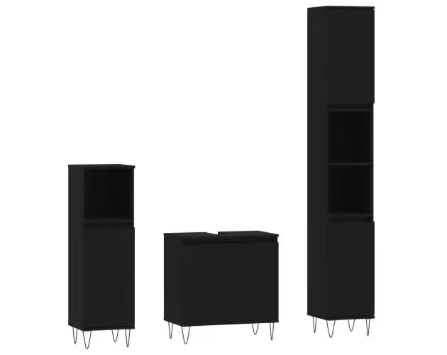 Vendita Finale vidaXL set de muebles de baño 3 piezas madera contrachapada negro | Brico Depôt