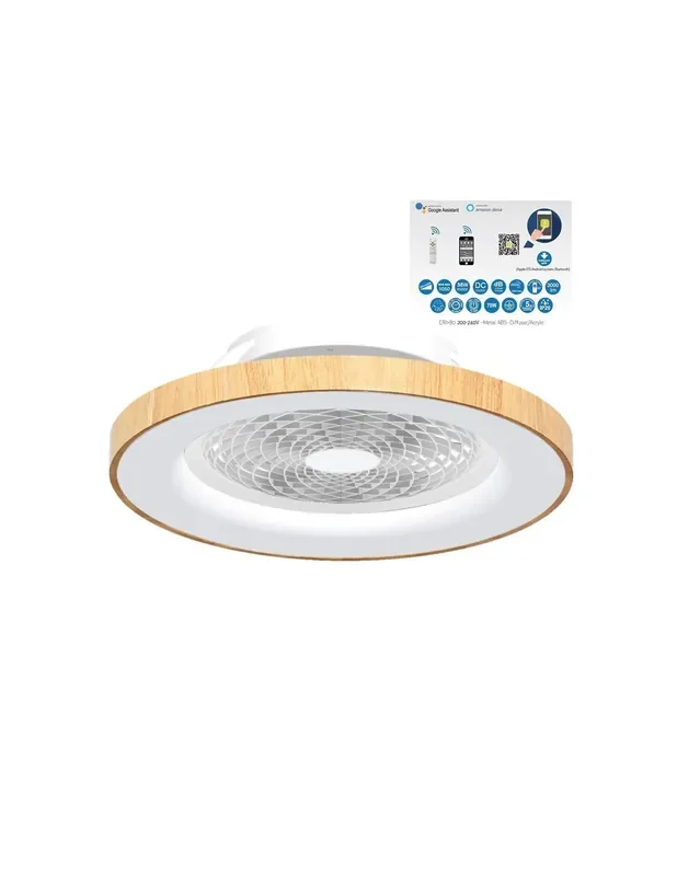 Ventilador Tibet Madera con Mando y compatible con Google y Alexa