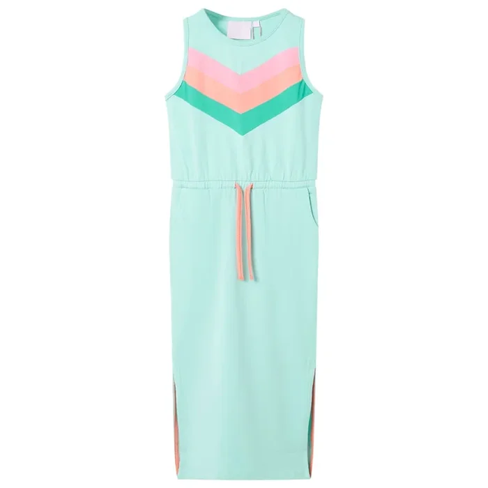 Vestido infantil con cordón menta claro 128