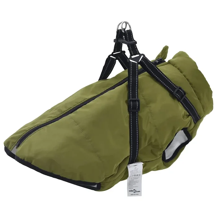 vidaXL Abrigo perro arnés impermeable reflectante L52 verde militar