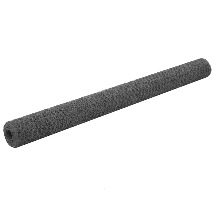 vidaXL Alambrada de gallinero acero revestimiento PVC gris 25×1,5 m (7)