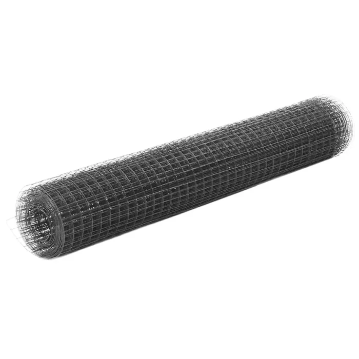 vidaXL Alambrada de gallinero acero revestimiento PVC gris 25×1 m (5)