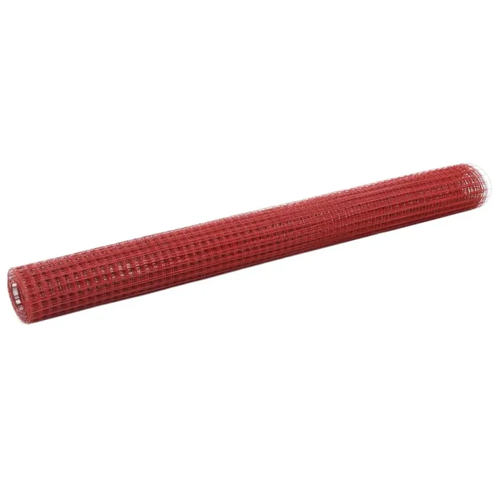 vidaXL Alambrada de gallinero acero revestimiento PVC rojo 10×1,5 m (2)