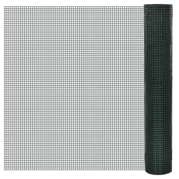 vidaXL Alambrada gallinero galvanizada recubrimiento PVC verde 25×1 m (2)