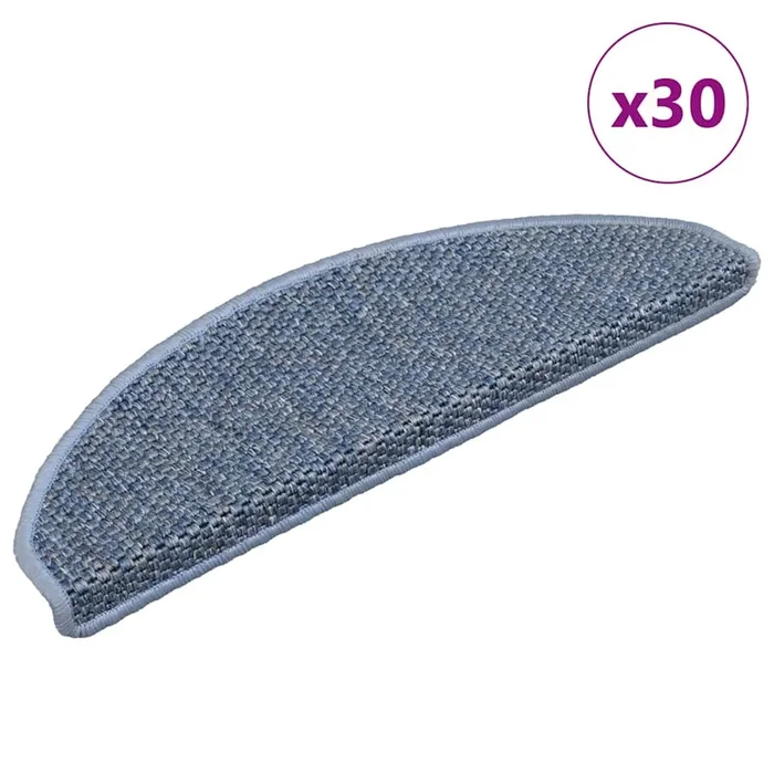 vidaXL Alfombra autoadhesiva escalera sisal 30 uds 65x21x4 cm azul
