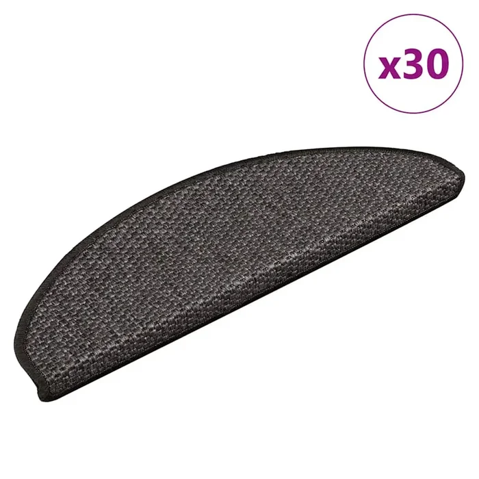 vidaXL Alfombra autoadhesiva escalera sisal 30 uds 65x21x4cm antracita (2)