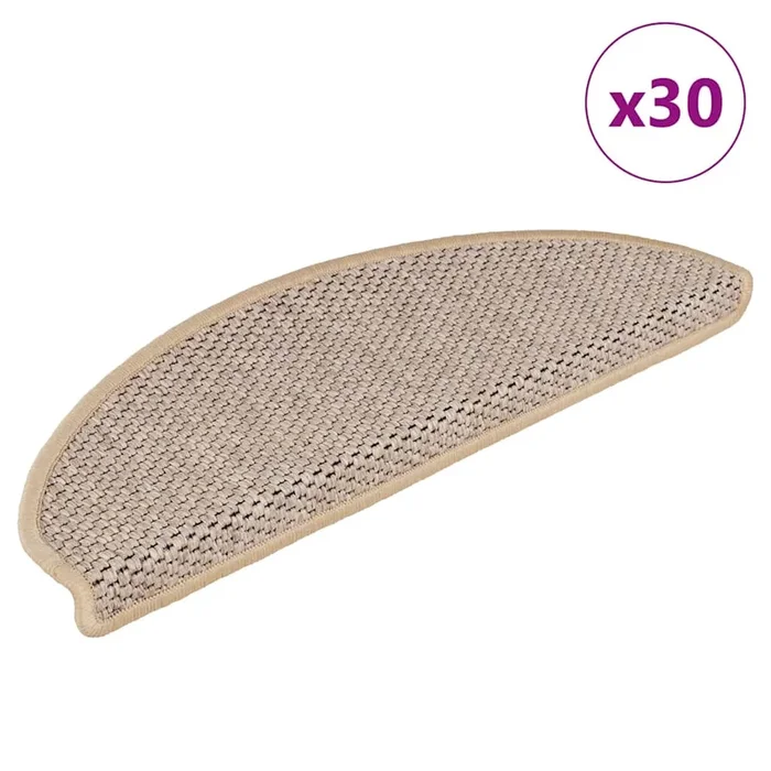 vidaXL Alfombra autoadhesiva escalera sisal 30 uds beige claro (3)