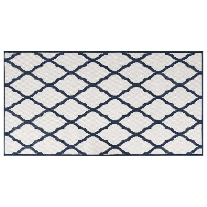 vidaXL Alfombra de exterior azul marino y blanca reversible 80×150 cm