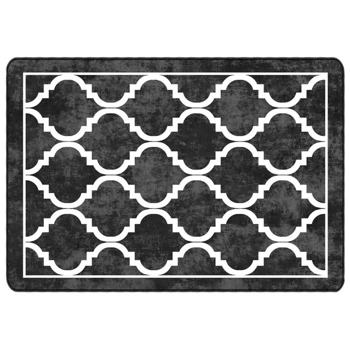 vidaXL Alfombra lavable antideslizante negro y blanco 120×180 cm (2)