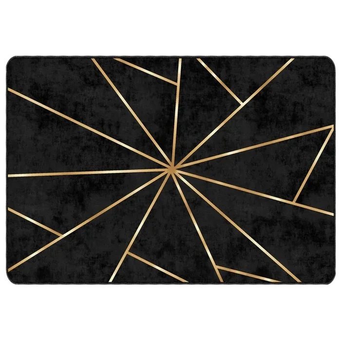 vidaXL Alfombra lavable antideslizante negro y dorado 120×180 cm (2)