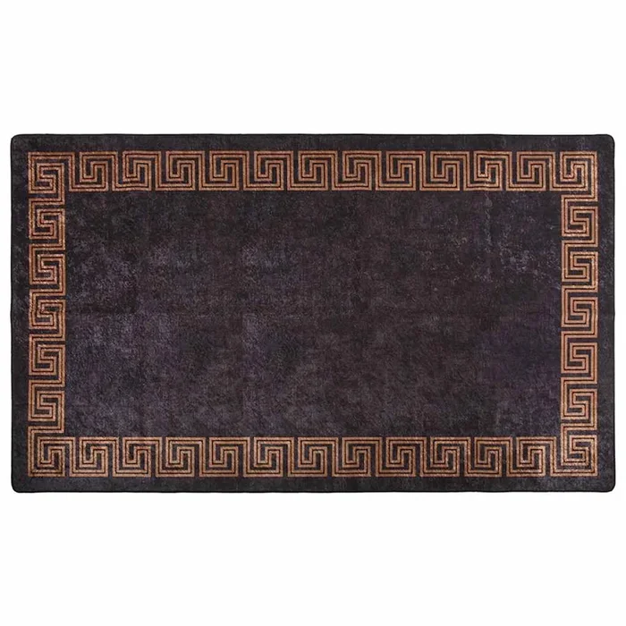 vidaXL Alfombra lavable antideslizante negro y dorado 190×300 cm